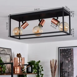 Lampes Dorées-hofstein Plafonnier Malao Or rose, Noir, 3 lumières