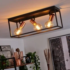 Lampes Dorées-hofstein Plafonnier Malao Or rose, Noir, 3 lumières