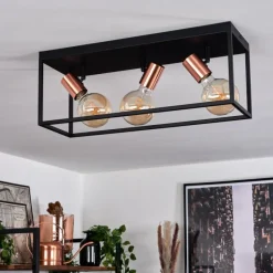 Lampes Dorées-hofstein Plafonnier Malao Or rose, Noir, 3 lumières