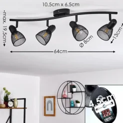hofstein Plafonnier Malawi Noir, 4 lumières* Spots Et Projecteurs