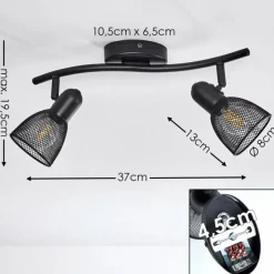 hofstein Plafonnier Malawi Noir, 2 lumières