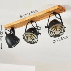 hofstein Plafonnier Malix Brun, Noir, 3 lumières