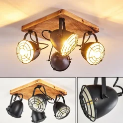 hofstein Plafonnier Malix Brun, Noir, 4 lumières