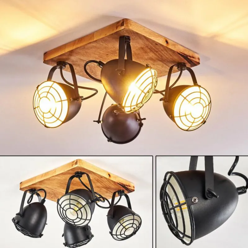 hofstein Plafonnier Malix Brun, Noir, 4 lumières