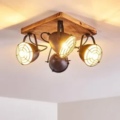 hofstein Plafonnier Malix Brun, Noir, 4 lumières