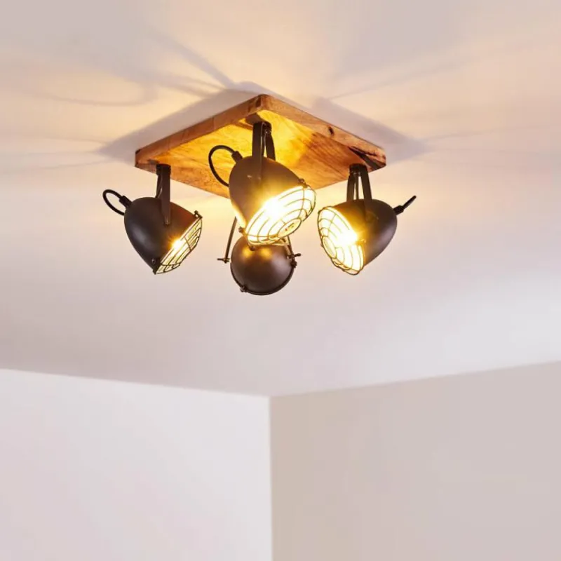 hofstein Plafonnier Malix Brun, Noir, 4 lumières