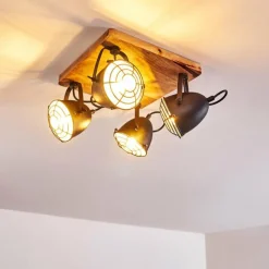 hofstein Plafonnier Malix Brun, Noir, 4 lumières