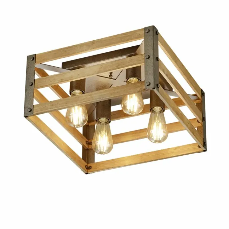 Lampes Vintages & Rétros-Luminaires Trio Plafonnier Mallard Argenté, 4 lumières