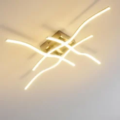 hofstein Plafonnier Mapleton LED Nickel mat, 4 lumières* Éclairage Led