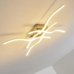 hofstein Plafonnier Mapleton LED Nickel mat, 4 lumières* Éclairage Led