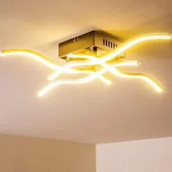 hofstein Plafonnier Mapleton LED Nickel mat, 4 lumières* Éclairage Led