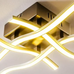 hofstein Plafonnier Mapleton LED Nickel mat, 4 lumières* Éclairage Led