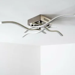 hofstein Plafonnier Mapleton LED Nickel mat, 4 lumières* Éclairage Led