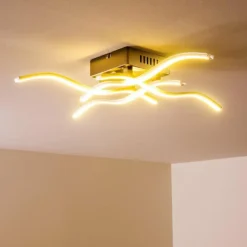 hofstein Plafonnier Mapleton LED Nickel mat, 4 lumières* Éclairage Led