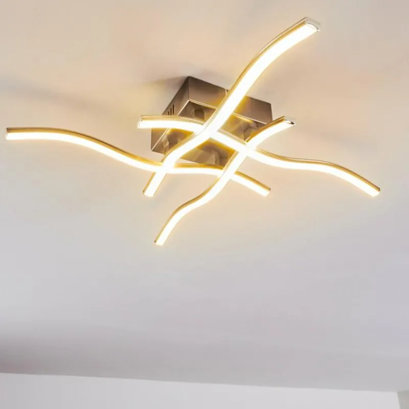 hofstein Plafonnier Mapleton LED Nickel mat, 4 lumières
