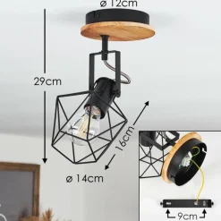 Lampes Vintages & Rétros-hofstein Plafonnier Maracambo Bois foncé, Noir, 1 lumière