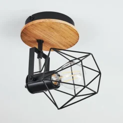 Lampes Vintages & Rétros-hofstein Plafonnier Maracambo Bois foncé, Noir, 1 lumière