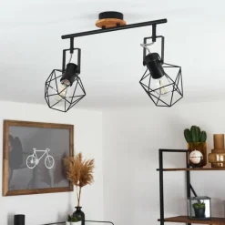 Lampes Vintages & Rétros-hofstein Plafonnier Maracambo Bois foncé, Noir, 2 lumières