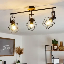 Lampes Vintages & Rétros-hofstein Plafonnier Maracambo Bois foncé, Noir, 3 lumières