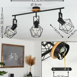 Lampes Vintages & Rétros-hofstein Plafonnier Maracambo Bois foncé, Noir, 3 lumières
