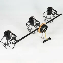 Lampes Vintages & Rétros-hofstein Plafonnier Maracambo Bois foncé, Noir, 3 lumières