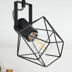 Lampes Vintages & Rétros-hofstein Plafonnier Maracambo Bois foncé, Noir, 3 lumières