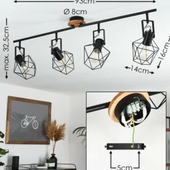 Lampes Industrielles-hofstein Plafonnier Maracambo Bois foncé, Noir, 4 lumières