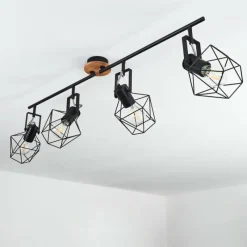 Lampes Industrielles-hofstein Plafonnier Maracambo Bois foncé, Noir, 4 lumières