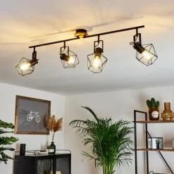 Lampes Industrielles-hofstein Plafonnier Maracambo Bois foncé, Noir, 4 lumières