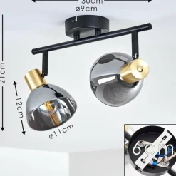 hofstein Plafonnier Mariefred Noir, 2 lumières