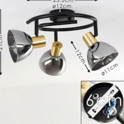 hofstein Plafonnier Mariefred Noir, 3 lumières