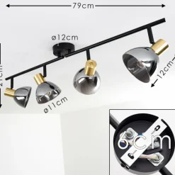 hofstein Plafonnier Mariefred Noir, 4 lumières