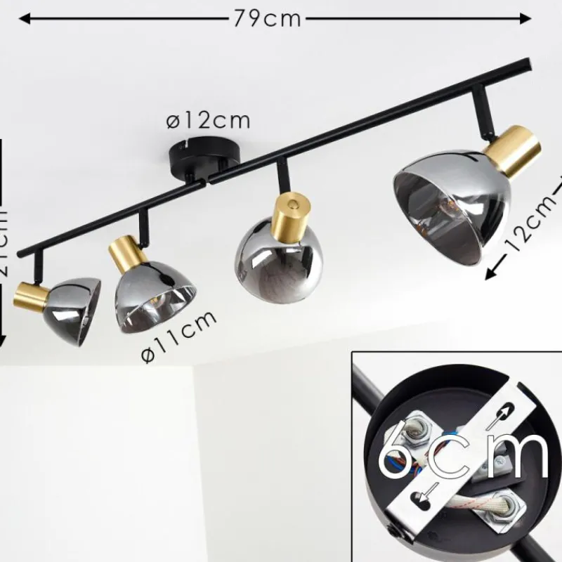 hofstein Plafonnier Mariefred Noir, 4 lumières