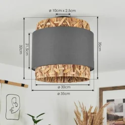 Lampes En Tissu-hofstein Plafonnier Marieux Noir, 2 lumières