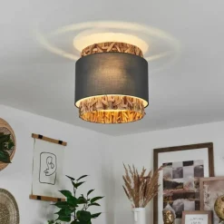 Lampes En Tissu-hofstein Plafonnier Marieux Noir, 2 lumières