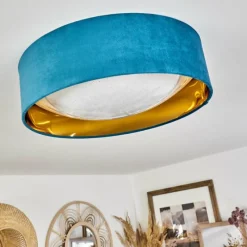 Lampes En Tissu-hofstein Plafonnier Maripi LED Bleu, Or, 1 lumière