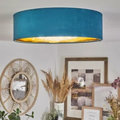 Lampes En Tissu-hofstein Plafonnier Maripi LED Bleu, Or, 1 lumière