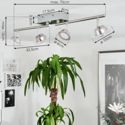 hofstein Plafonnier Marsen LED Chrome, Nickel mat, 4 lumières, Télécommandes, Changeur de couleurs* Spots Et Projecteurs