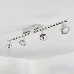 hofstein Plafonnier Marsen LED Chrome, Nickel mat, 4 lumières, Télécommandes, Changeur de couleurs* Spots Et Projecteurs