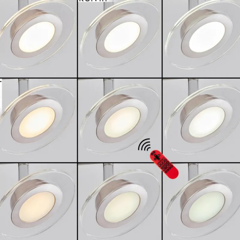 hofstein Plafonnier Marsen LED Chrome, Nickel mat, 2 lumières, Télécommandes, Changeur de couleurs