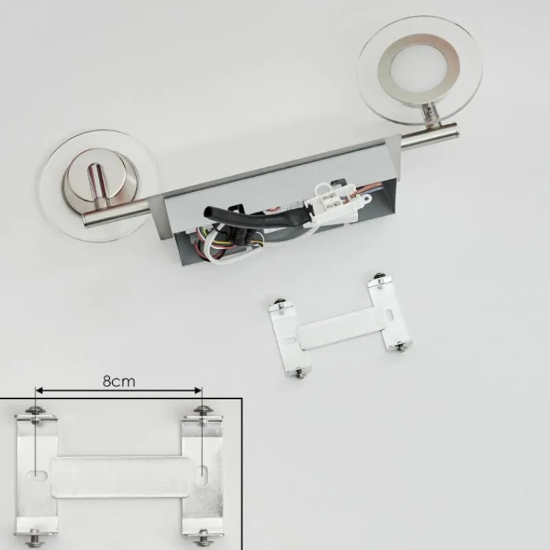 hofstein Plafonnier Marsen LED Chrome, Nickel mat, 2 lumières, Télécommandes, Changeur de couleurs