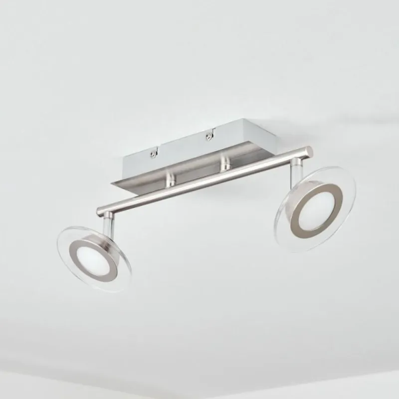 hofstein Plafonnier Marsen LED Nickel mat, 2 lumières, Télécommandes, Changeur de couleurs