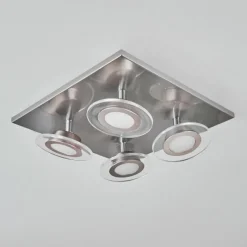 hofstein Plafonnier Marsen LED Nickel mat, 4 lumières, Télécommandes, Changeur de couleurs* Éclairage Led