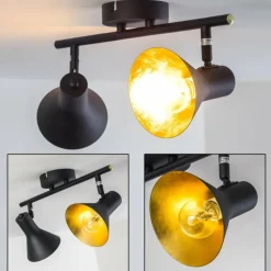 Lampes Dorées-hofstein Plafonnier Mavas Noir, 2 lumières