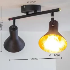 Lampes Dorées-hofstein Plafonnier Mavas Noir, 2 lumières