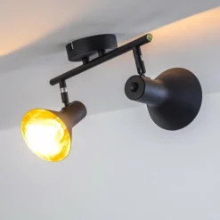 Lampes Dorées-hofstein Plafonnier Mavas Noir, 2 lumières