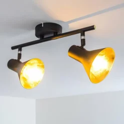 Lampes Dorées-hofstein Plafonnier Mavas Noir, 2 lumières