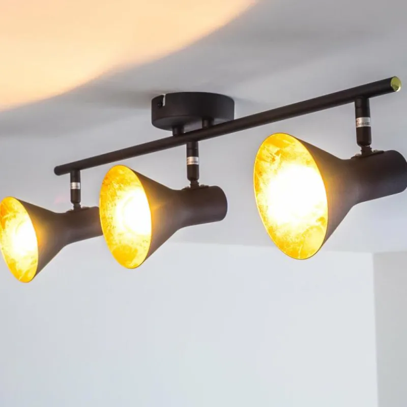 Lampes Dorées-hofstein Plafonnier Mavas Noir, 3 lumières