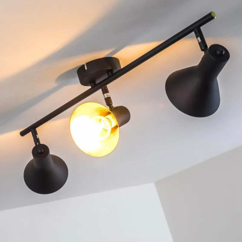 Lampes Dorées-hofstein Plafonnier Mavas Noir, 3 lumières