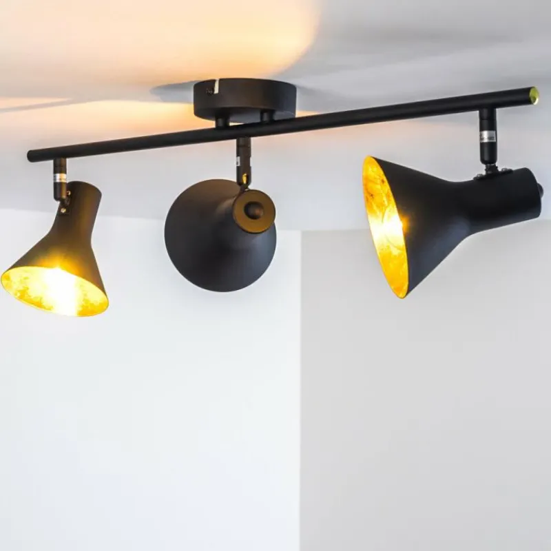 Lampes Dorées-hofstein Plafonnier Mavas Noir, 3 lumières
